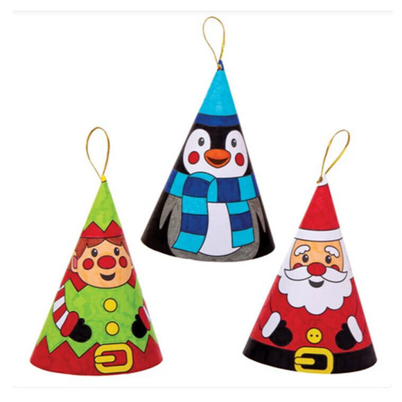 Baker Ross Christmas Tree Colour in Cone Decorations - AW982 Pack 12 pack - Picture 1 of 5